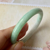 SOLD OUT: 54.9mm A-Grade Natural Green Jadeite Traditional Round Bangle No.151930