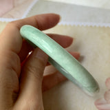 SOLD OUT: 54.9mm A-Grade Natural Green Jadeite Traditional Round Bangle No.151930