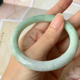 SOLD OUT: 54.9mm A-Grade Natural Green Jadeite Traditional Round Bangle No.151930