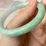 SOLD OUT: 54.9mm A-Grade Natural Green Jadeite Traditional Round Bangle No.151930