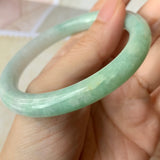 SOLD OUT: 54.9mm A-Grade Natural Green Jadeite Traditional Round Bangle No.151930