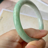 SOLD OUT: 54.9mm A-Grade Natural Green Jadeite Traditional Round Bangle No.151930