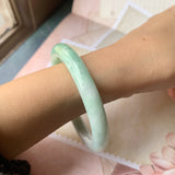 SOLD OUT: 54.9mm A-Grade Natural Green Jadeite Traditional Round Bangle No.151930