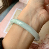 SOLD OUT: 54.9mm A-Grade Natural Green Jadeite Traditional Round Bangle No.151930