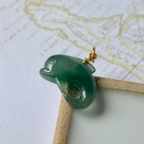 A-Grade Natural Bluish Green Jadeite Dolphin Pendant No.600134