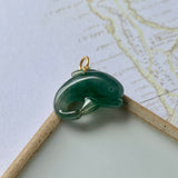 A-Grade Natural Bluish Green Jadeite Dolphin Pendant No.600134