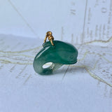 A-Grade Natural Bluish Green Jadeite Dolphin Pendant No.600134