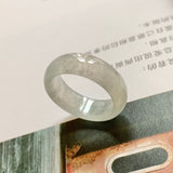 17.7mm Icy A-Grade Natural Grey Jadeite Abacus Ring Band No.161489