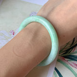 SOLD OUT: 52.7mm A-Grade Natural Green Jadeite Traditional Round Bangle No.151931