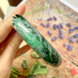 59.1mm A-Grade Natural Floral Jadeite Modern Round Bangle No.151613