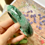 59.1mm A-Grade Natural Floral Jadeite Modern Round Bangle No.151613
