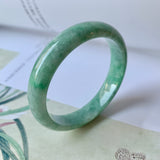 50.5mm A-Grade Natural Green Jadeite Modern Round Bangle No.151929