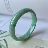 50.5mm A-Grade Natural Green Jadeite Modern Round Bangle No.151929