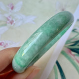 50.5mm A-Grade Natural Green Jadeite Modern Round Bangle No.151929