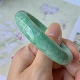 50.5mm A-Grade Natural Green Jadeite Modern Round Bangle No.151929