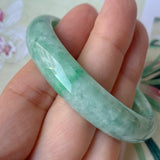 50.5mm A-Grade Natural Green Jadeite Modern Round Bangle No.151929