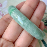 50.5mm A-Grade Natural Green Jadeite Modern Round Bangle No.151929