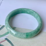 50.5mm A-Grade Natural Green Jadeite Modern Round Bangle No.151929