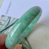 50.5mm A-Grade Natural Green Jadeite Modern Round Bangle No.151929