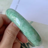 50.5mm A-Grade Natural Green Jadeite Modern Round Bangle No.151929