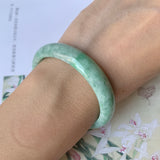 50.5mm A-Grade Natural Green Jadeite Modern Round Bangle No.151929