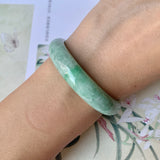 50.5mm A-Grade Natural Green Jadeite Modern Round Bangle No.151929