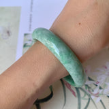 50.5mm A-Grade Natural Green Jadeite Modern Round Bangle No.151929