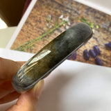 59.7mm A-Grade Natural Black Jadeite Modern Round Bangle No.151816