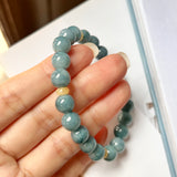 8.8mm A-Grade Natural Blue and Yellowish Brown Jadeite Beaded Bracelet No.190357