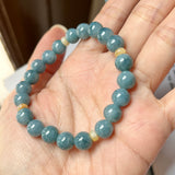 8.8mm A-Grade Natural Blue and Yellowish Brown Jadeite Beaded Bracelet No.190357