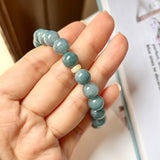 8.8mm A-Grade Natural Blue and Yellowish Brown Jadeite Beaded Bracelet No.190357