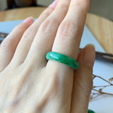 17.4mm A-Grade Natural Jadeite Green Abacus Ring Band No.162047