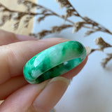 SOLD OUT: 18.1mm A-Grade Natural Jadeite Green Abacus Ring Band No.162048