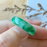 SOLD OUT: 18.1mm A-Grade Natural Jadeite Green Abacus Ring Band No.162048