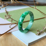 SOLD OUT: 19.3mm A-Grade Natural Jadeite Green Abacus Ring Band No.162049