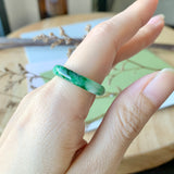 SOLD OUT: 19.3mm A-Grade Natural Jadeite Green Abacus Ring Band No.162049