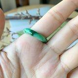 19.3mm A-Grade Natural Jadeite Green Abacus Ring Band No.162049