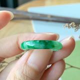 19.3mm A-Grade Natural Jadeite Green Abacus Ring Band No.162049