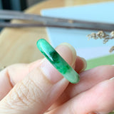 19.3mm A-Grade Natural Jadeite Green Abacus Ring Band No.162049