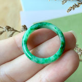 19.3mm A-Grade Natural Jadeite Green Abacus Ring Band No.162049