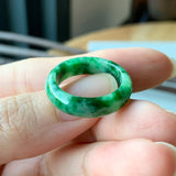 17.2mm A-Grade Natural Jadeite Green Abacus Ring Band No.162050