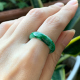 17.2mm A-Grade Natural Jadeite Green Abacus Ring Band No.162050