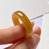 SOLD OUT: 19.8mm A-Grade Natural Reddish Yellow Jadeite Abacus Ring Band No.171310