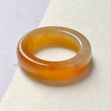 SOLD OUT: 19.8mm A-Grade Natural Reddish Yellow Jadeite Abacus Ring Band No.171310