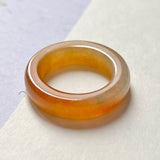 SOLD OUT: 19.8mm A-Grade Natural Reddish Yellow Jadeite Abacus Ring Band No.171310