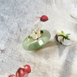 SOLD OUT: 17.1mm A-Grade Natural Jadeite Joseon Dynasty Plum Blossom Ring (Maehwa) No.162314