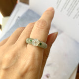 SOLD OUT: 17.1mm A-Grade Natural Jadeite Joseon Dynasty Plum Blossom Ring (Maehwa) No.162314