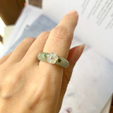 SOLD OUT: 17.1mm A-Grade Natural Jadeite Joseon Dynasty Plum Blossom Ring (Maehwa) No.162314