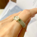 SOLD OUT: 17.1mm A-Grade Natural Jadeite Joseon Dynasty Plum Blossom Ring (Maehwa) No.162314