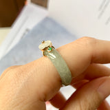 SOLD OUT: 17.1mm A-Grade Natural Jadeite Joseon Dynasty Plum Blossom Ring (Maehwa) No.162314